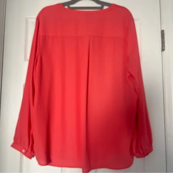 NWOT Adrianna Papell Vibrant Coral Blouse - Picture 6 of 8